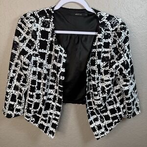 Ark and Company Black and White Sequin Bolero Jacket Medium